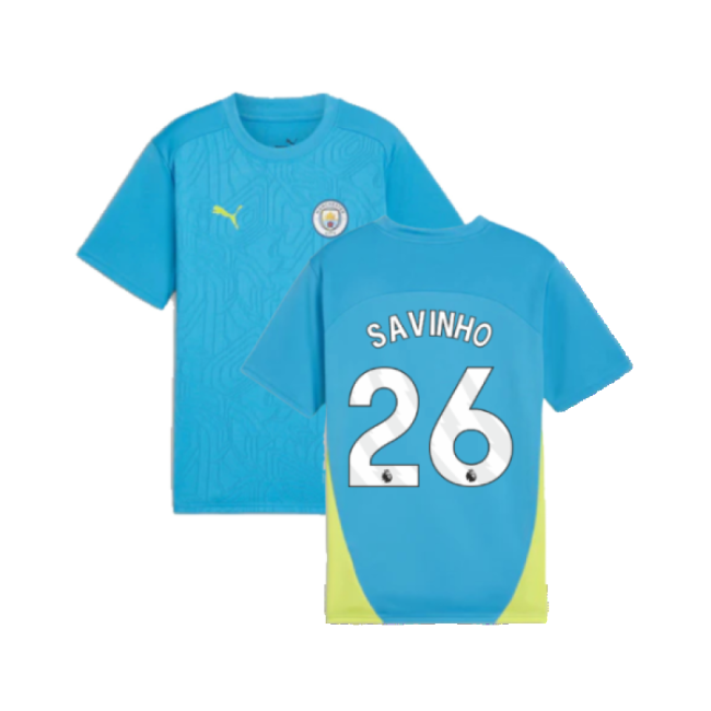 2024-2025 Man City Training Shirt Magic Blue Classic - Kids Savinho 26