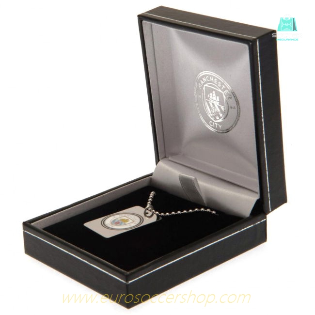 Manchester City FC Enamel Crest Dog Tag & Chain