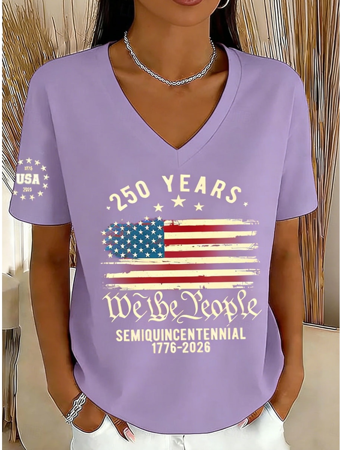 American Independence Day Women's T Shirt Print Graphic Independence Day Vintage Stylish Classic Short Sleeve Crew Neck V Neck Regular Tops Daily Blue Black White Red Gray Summer Spring