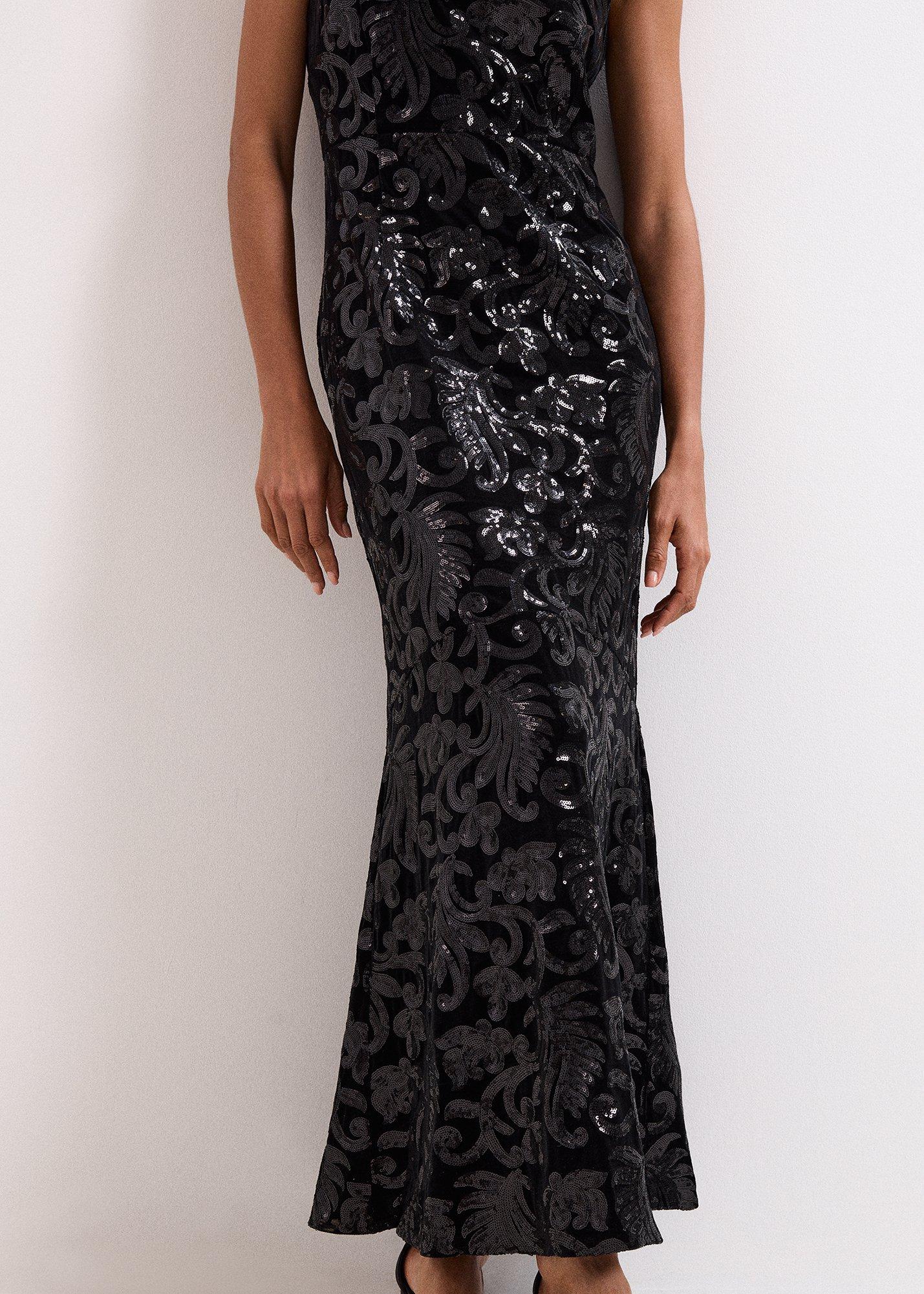 Trudy Black Sequin Maxi Dress