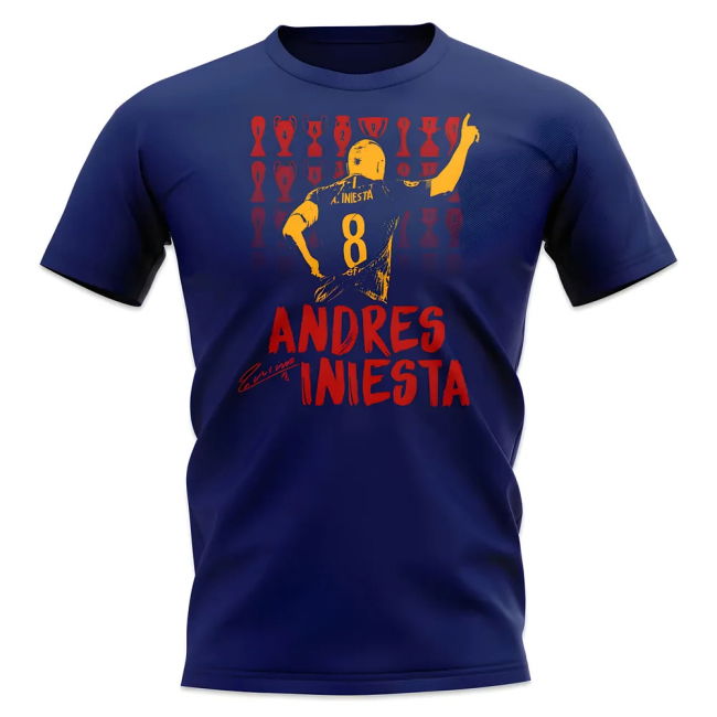 Andres Iniesta Trophy Count T-Shirt (Navy)