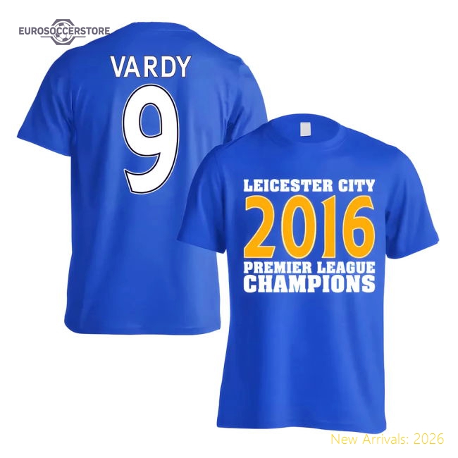Leicester City 2016 Premier League Champions T-Shirt (Vardy 9) Blue - Kids