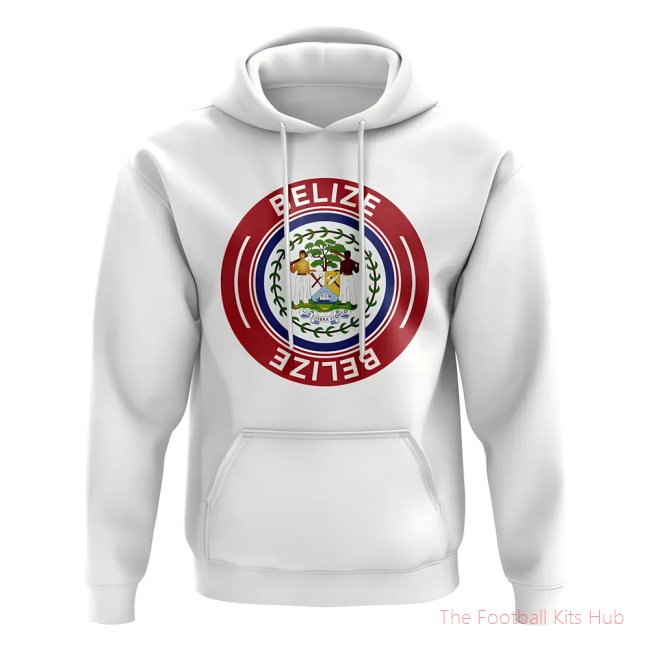 Men Belize Football Badge Hoodie (White)