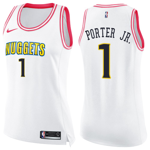 POR White Nike D. Nuggets #1 NBA Jersey Basketball Jersey Game Day Wear