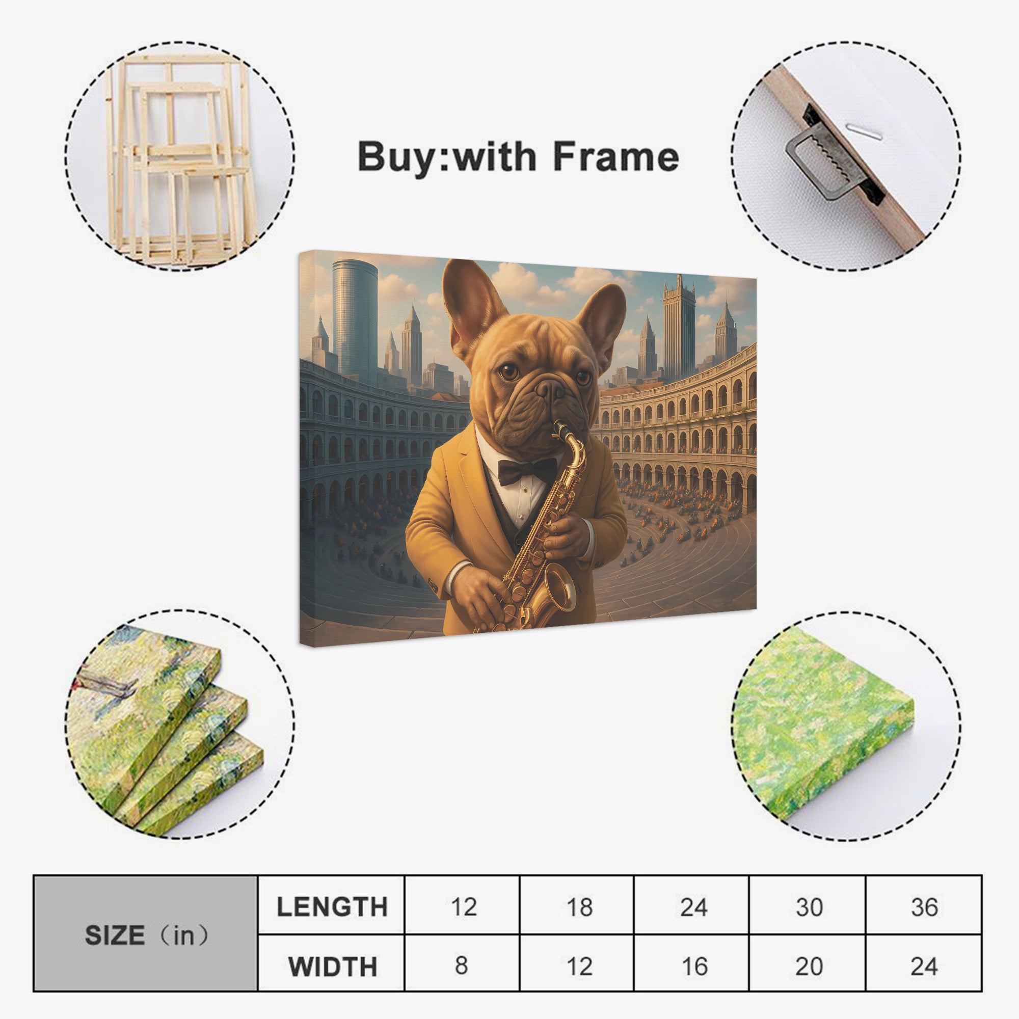 Hedwig - Adorable Frenchie canvas Wall Art