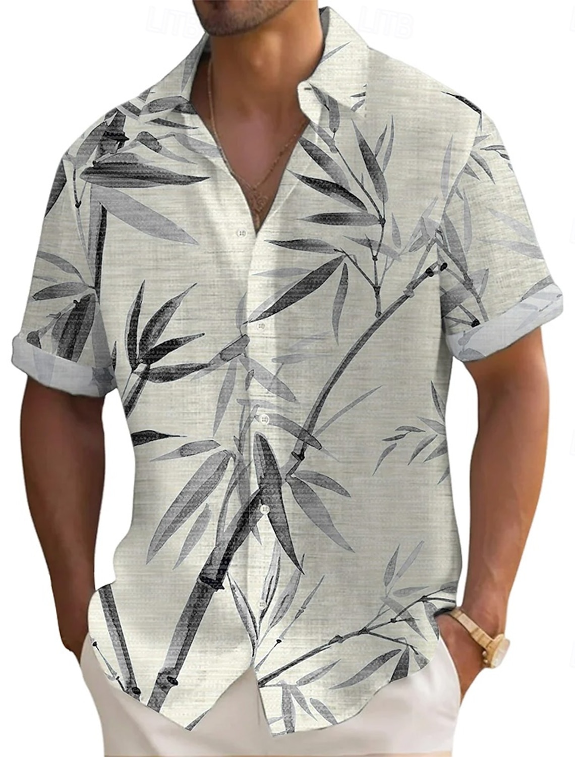 Men's Plants Bamboo Shirt Summer Shirt Button Up Shirt Short Sleeve Fashion Casual Vacation Dailywear Beach Wear Summer Spring Turndown 3D Print Linen Like Shirt Yellow Blue Purple Green Rose Red