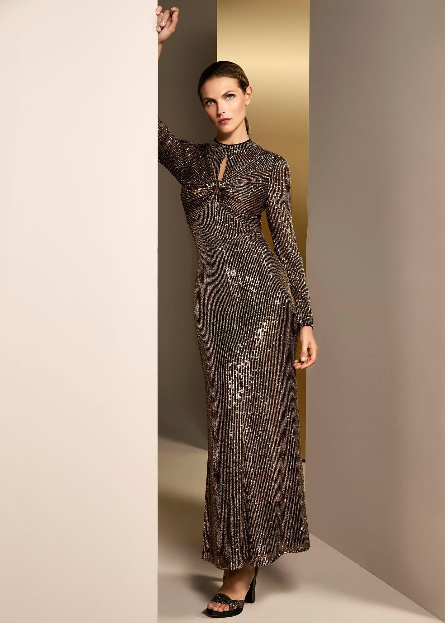 Renila Sequin Long Sleeved Maxi Dress