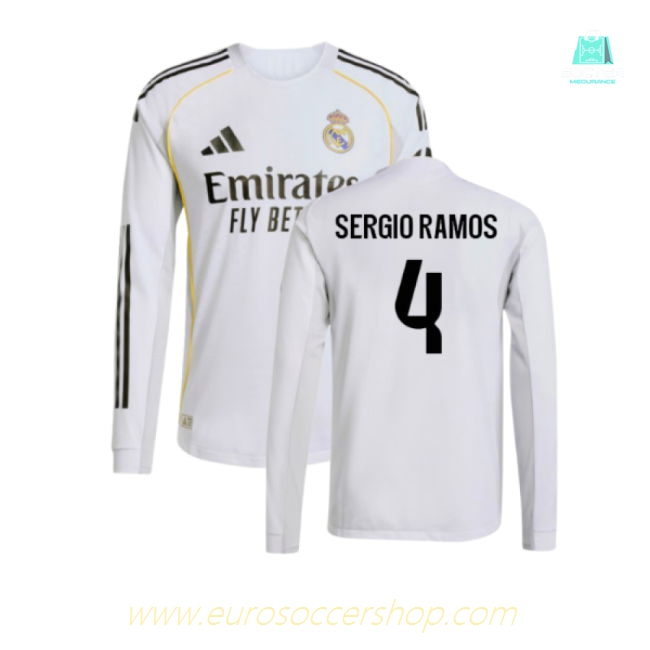 2025-2026 Real Madrid Authentic Long Sleeve Home Shirt (Sergio Ramos 4)