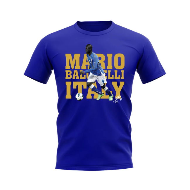 Mario Balotelli Italy Player Tee (Blue) Holland Worldcup