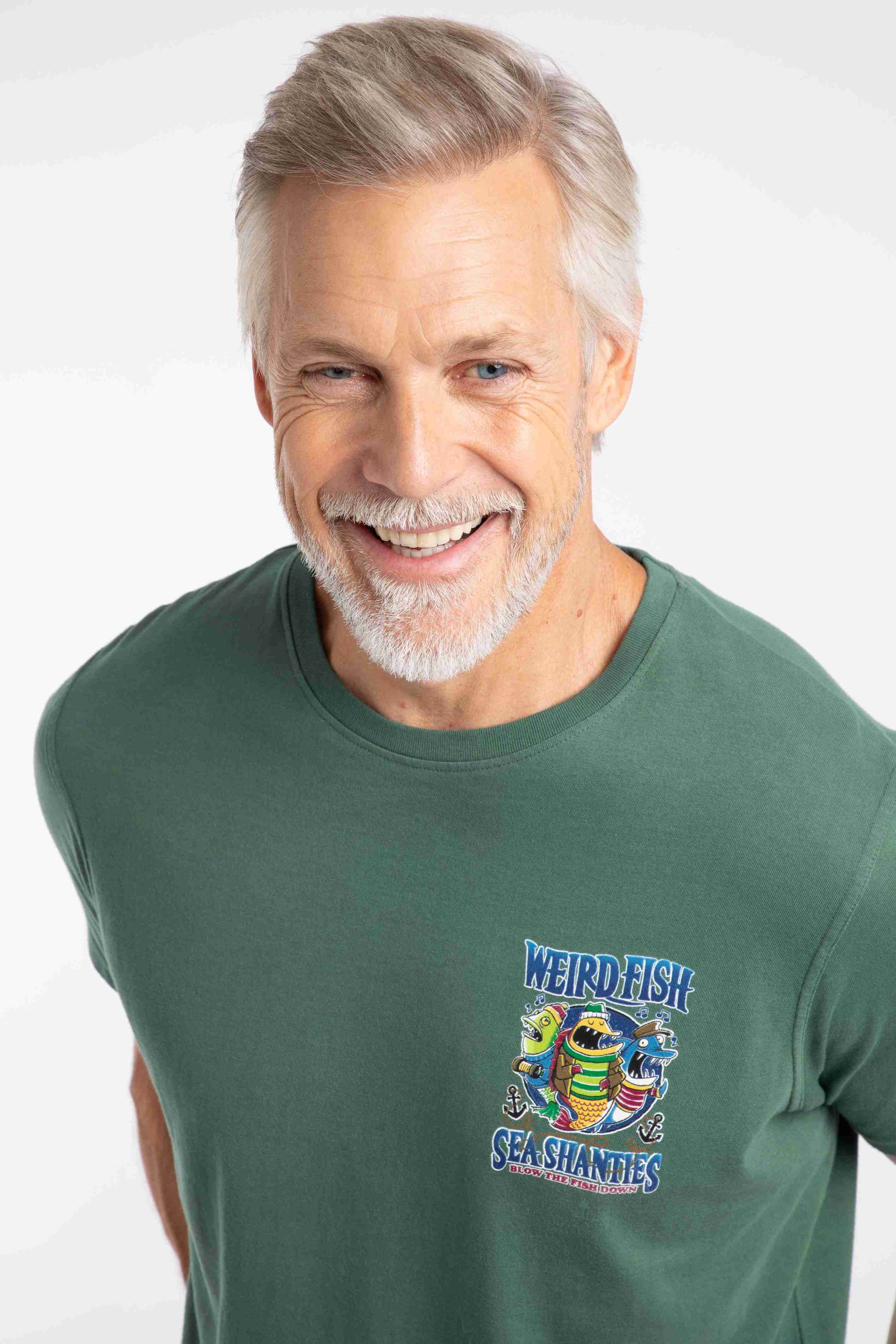 Sea Shanties Back Print Artist T-Shirt Dusky Green