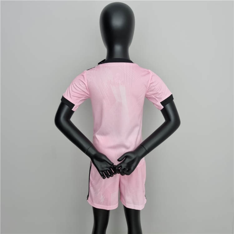 KidsYouth Real Madrid X Y3 2223 Pink Soccer Football KitShirtShort -