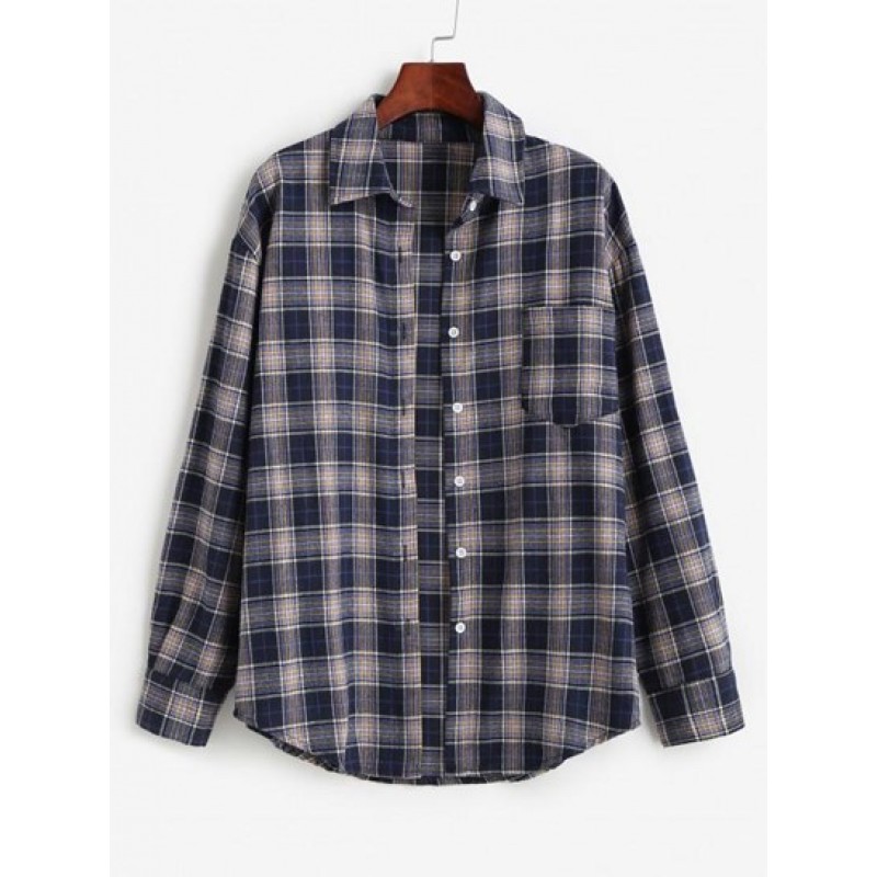 Plaid Pocket Boyfriend Shirt CX9086