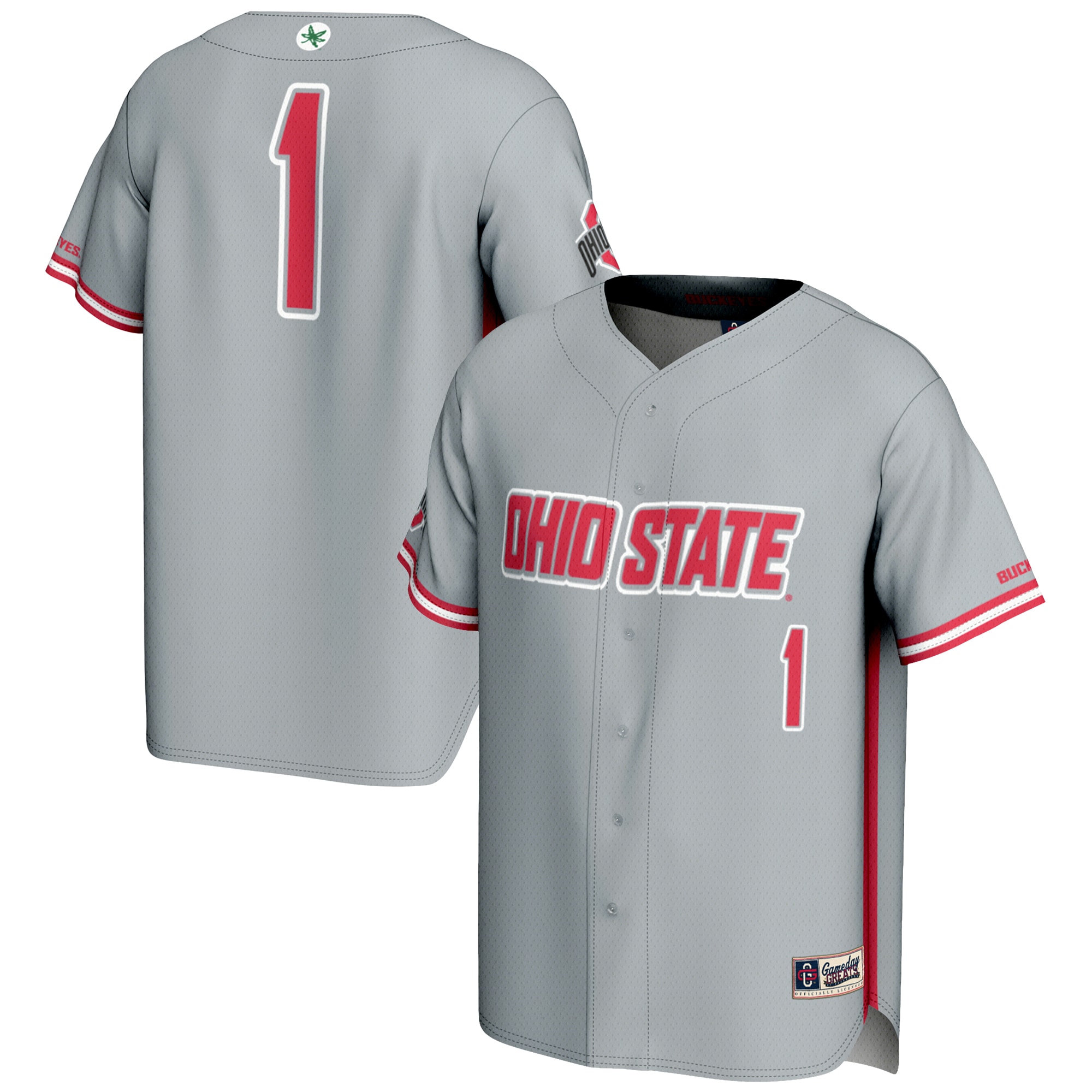 [NJP] Women's Ohio State Buckeyes GameDay Greats Lightweight Baseball Jersey - Gray