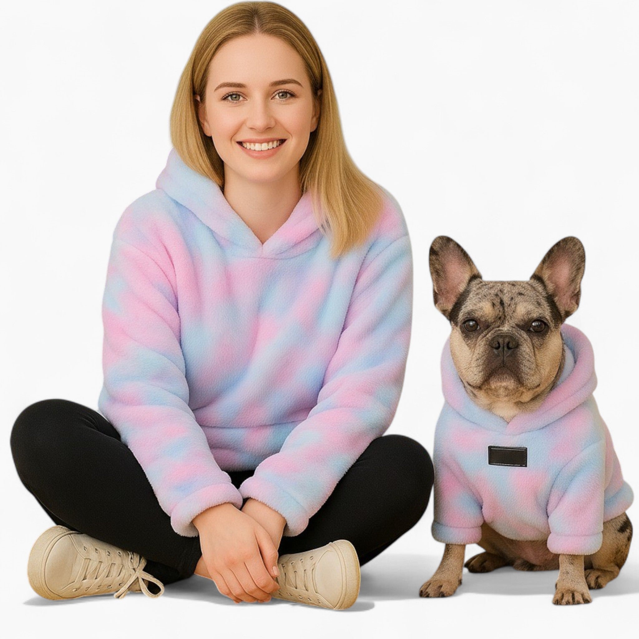 French Bulldog Furora Frenchie Human Matching Hoodie – Rainbow Tie Dye