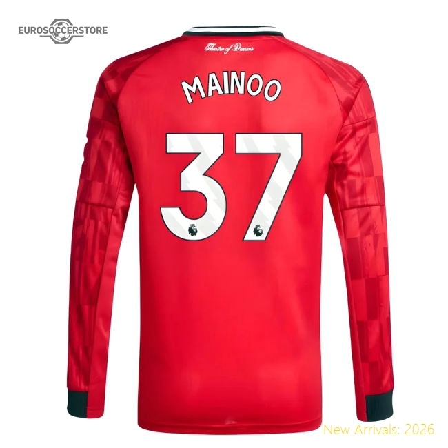 Man Utd Long Sleeve Home Kit 2025-2026 Match Replica Jersey
