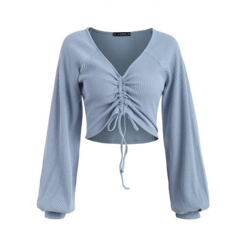 Textured Knitted Gathered Top XN8173