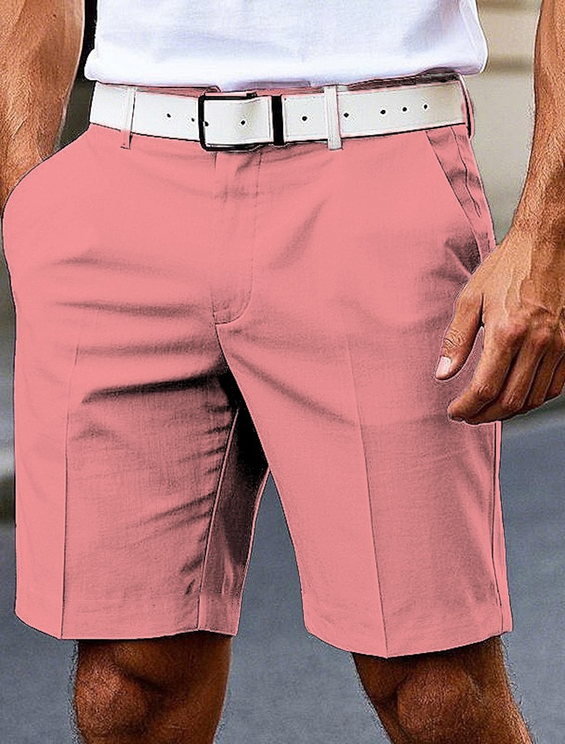Men's Dress Shorts Burmuda Shorts Work Shorts Pocket Plain Comfort Knee Length Outdoor Business Fashion Casual Black White