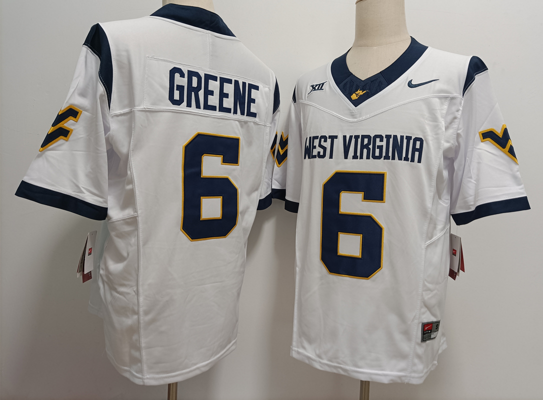 high quality Men's None Garrett Greene #6 White 2024 Football Jersey