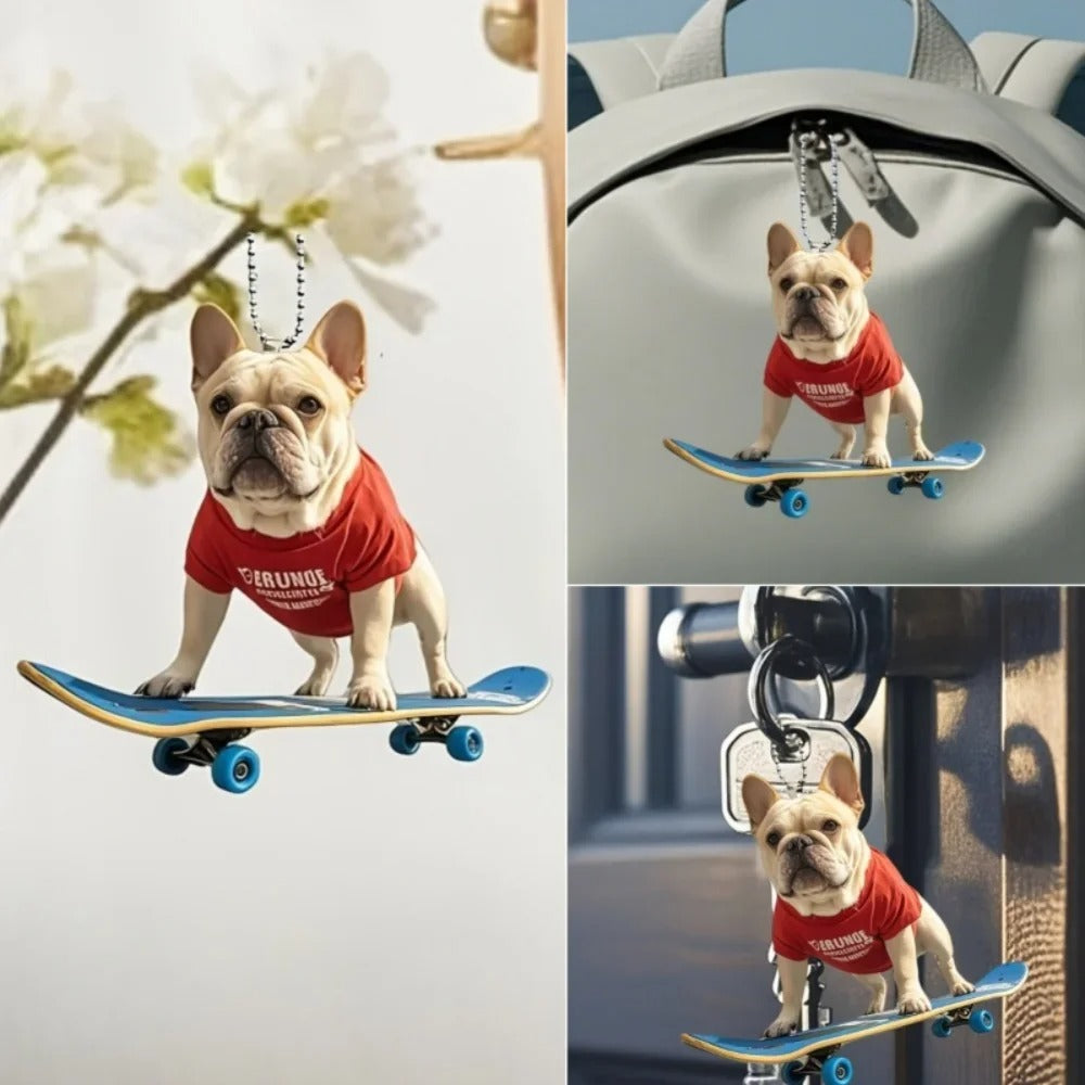 French Bulldog Chic French Bulldog Keychain – 2d Acrylic Skateboard