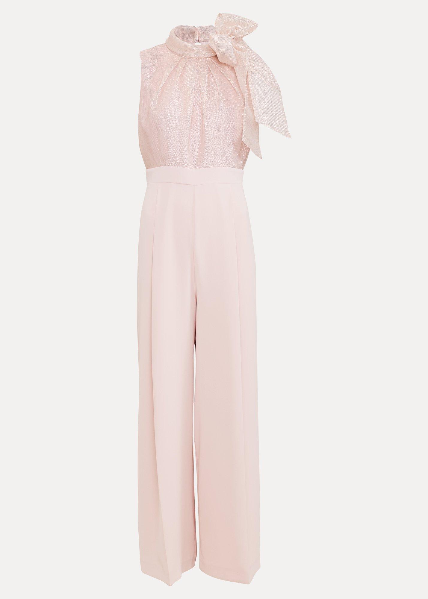 Stephy Shimmer Tie Neck Jumpsuit