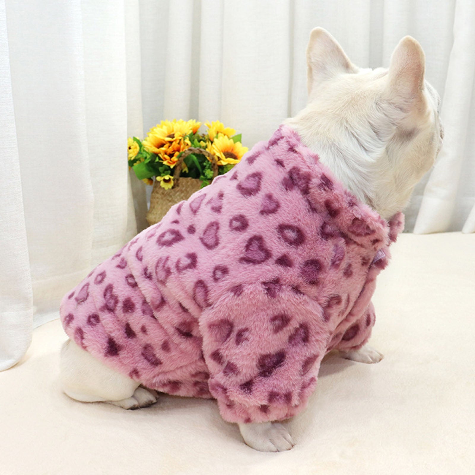 Soft Fleece Leopard Jumpsuit For French Bulldogs | Vet-recommended