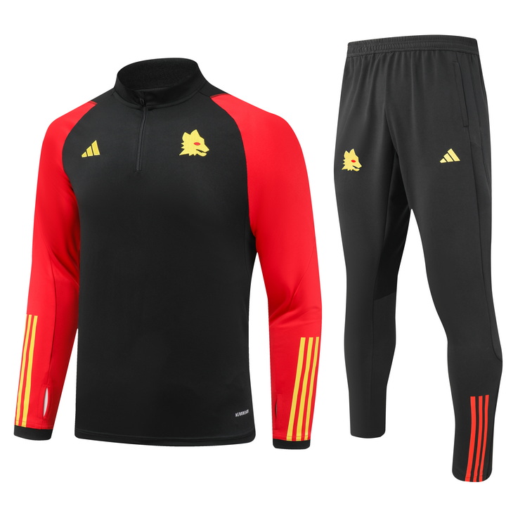 AS Roma 2324 Black Half Zipper Tracksuit - Official Replica 10304