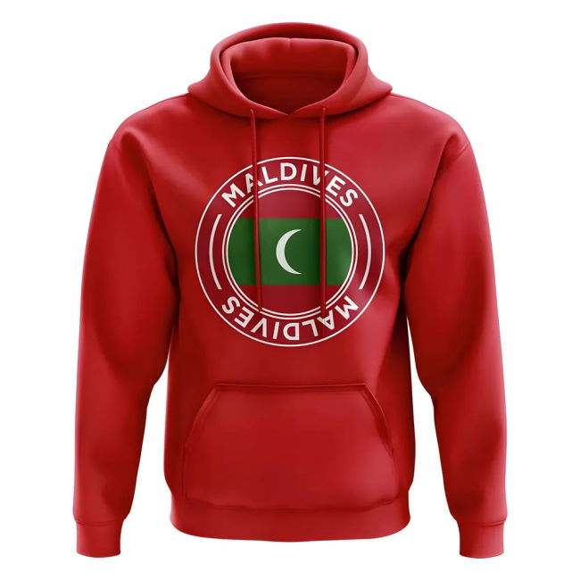 Premium-Quality Championship Maldives Football Badge Hoodie (Red)