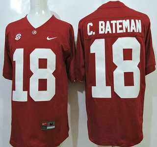 Men's ALA Tide Red 2015 official Cooper Bateman #18 game jersey Jersey