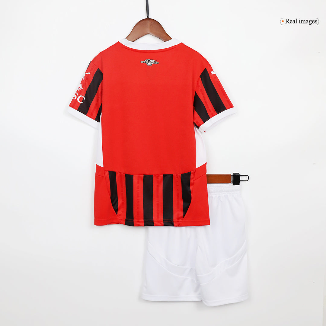 Kid's AC Milan Home Soccer Jersey Kit(Jersey+Shorts) 2024/25Authentic