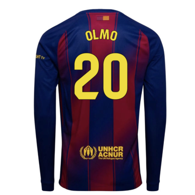 Popular 2025-2026 Barcelona Home Long Sleeve Shirt (Olmo 20)