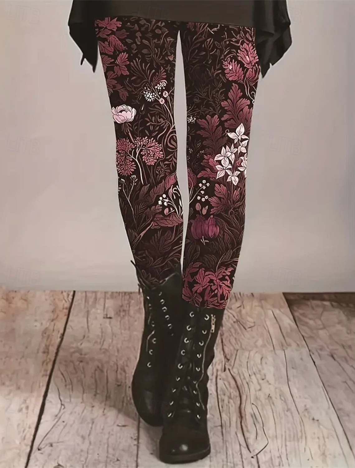 Women's Pants Trousers Leggings Cozy Leggings Streetwear Casual Full Length High Waist Floral Elastic Waist Print Breathability Comfortable Stretchy Vacation Street Daily Wear Wine Green Spring Fall