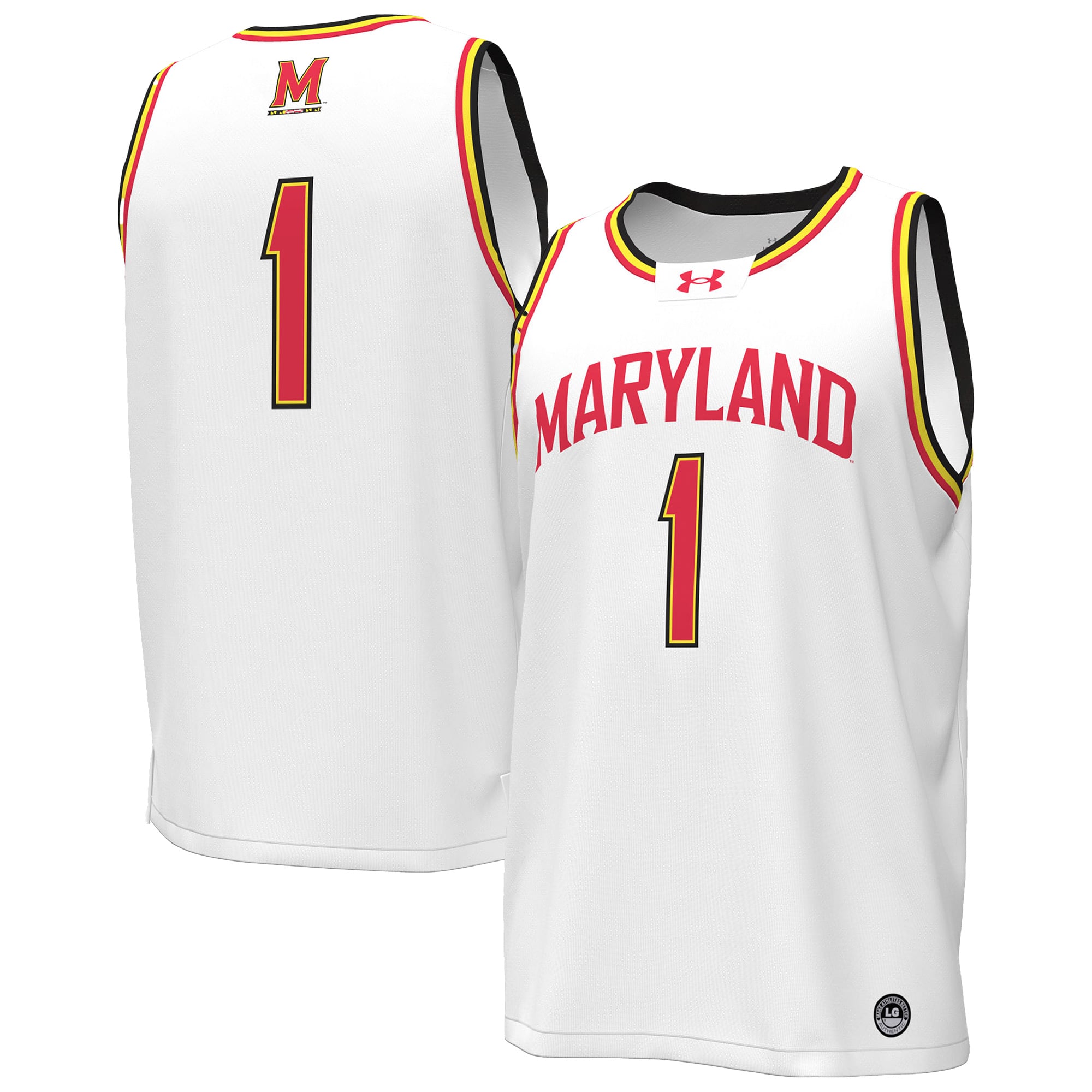 #1 Maryland Terrapins Under Armour Replica Basketball Jersey - White