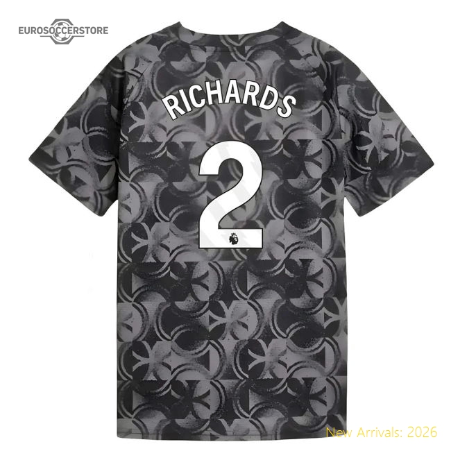 2025-2026 Man City Warm Up Jersey Black - Kids Classic Richards 2