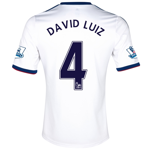 13-14 Chelsea 4 DAVID LUIZ White Away Soccer Jersey Shirt - Official