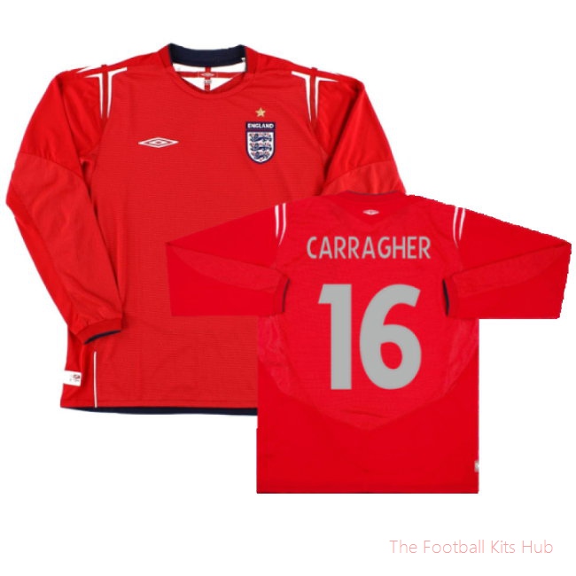 England 2004-2006 Away L/S Shirt (L) (Excellent) (Carragher 16)