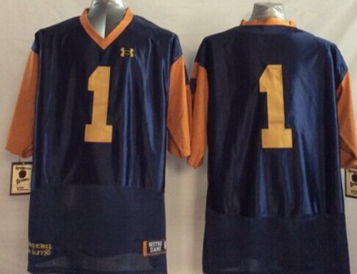 Men's ND Fighting Irish Blue 2014 breathable Greg Bryant #1 durabl