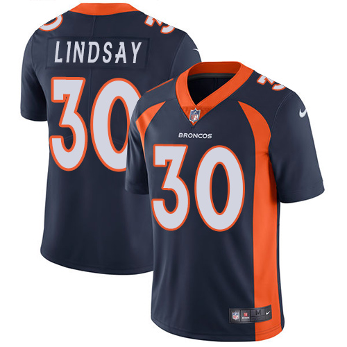 Authentic NFL W D B Broncos #30 Phillip Lindsay Navy Limited Jersey