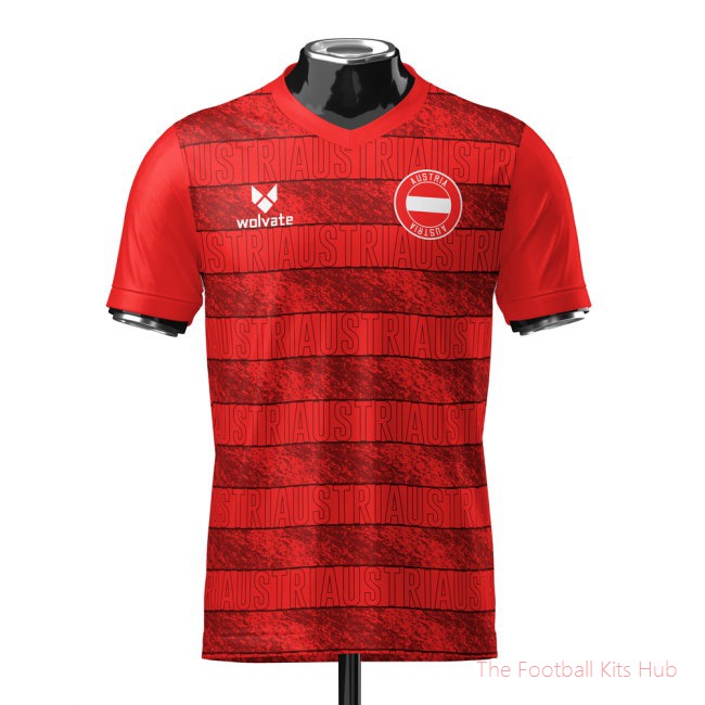 Austria Heritage Red Football Jersey (Wolvate) Adult Short Sleeve