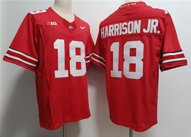 Men's OSU Ohio Red 2023 match worn Marvin Harrison #18 game day Jersey
