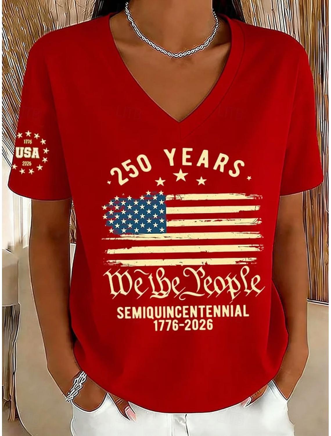 American Independence Day Women's T Shirt Print Graphic Independence Day Vintage Stylish Classic Short Sleeve Crew Neck V Neck Regular Tops Daily Blue Black White Red Gray Summer Spring