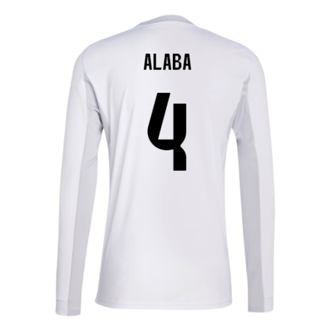 2025-2026 Real Madrid Long Sleeve Home Shirt (Alaba 4) - Fan Favori...