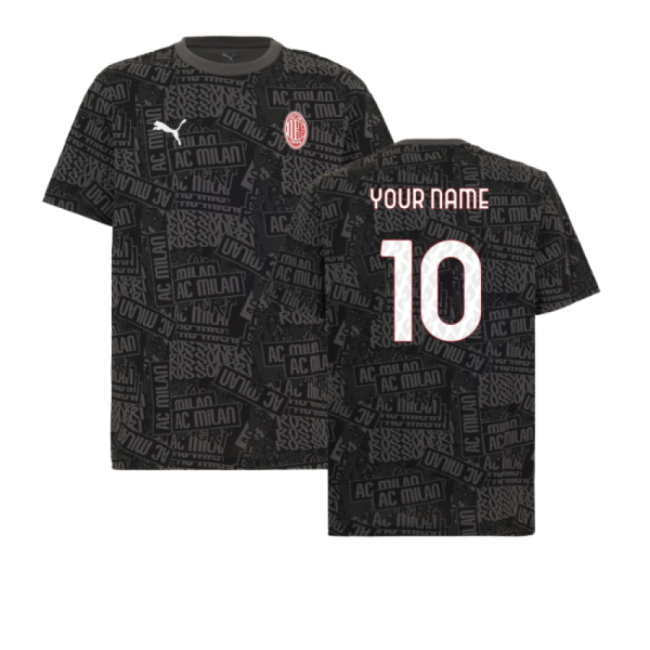First-class 2025-2026 Ac Milan Ftblculture Tee Aop (black) (your Name)