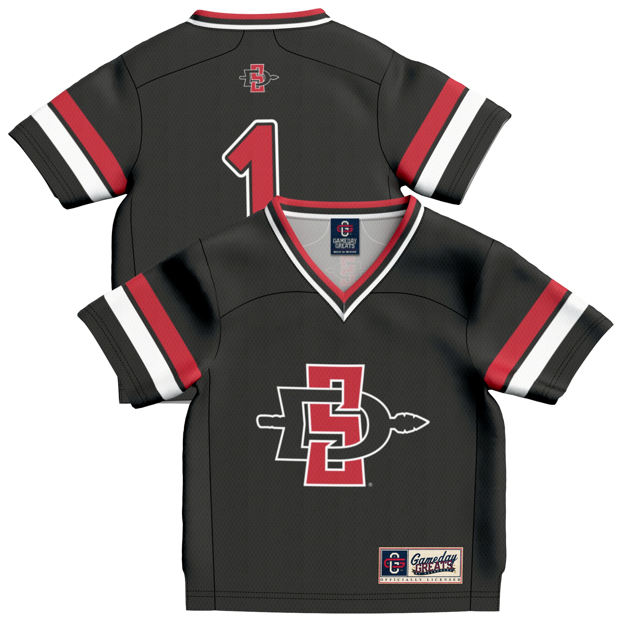 #1 San Diego State Aztecs GameDay Greats Infant Lightweight Collegiate Football Fashion 2026 Season Football Jersey - Black