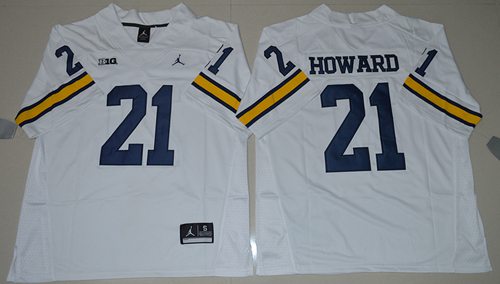 Men's Michigan UM White 2024 game jersey Desmond Howard #21 authentic