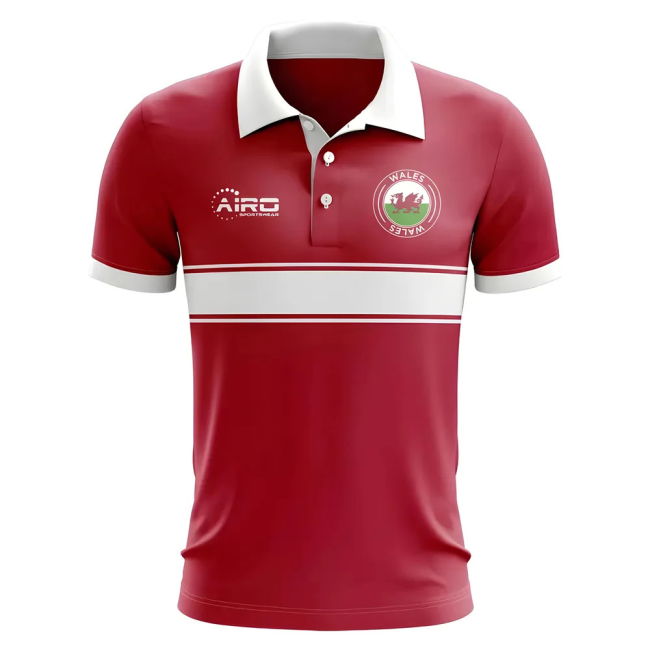 Cup Wales Concept Stripe Polo Shirt (Red) Athletic Match
