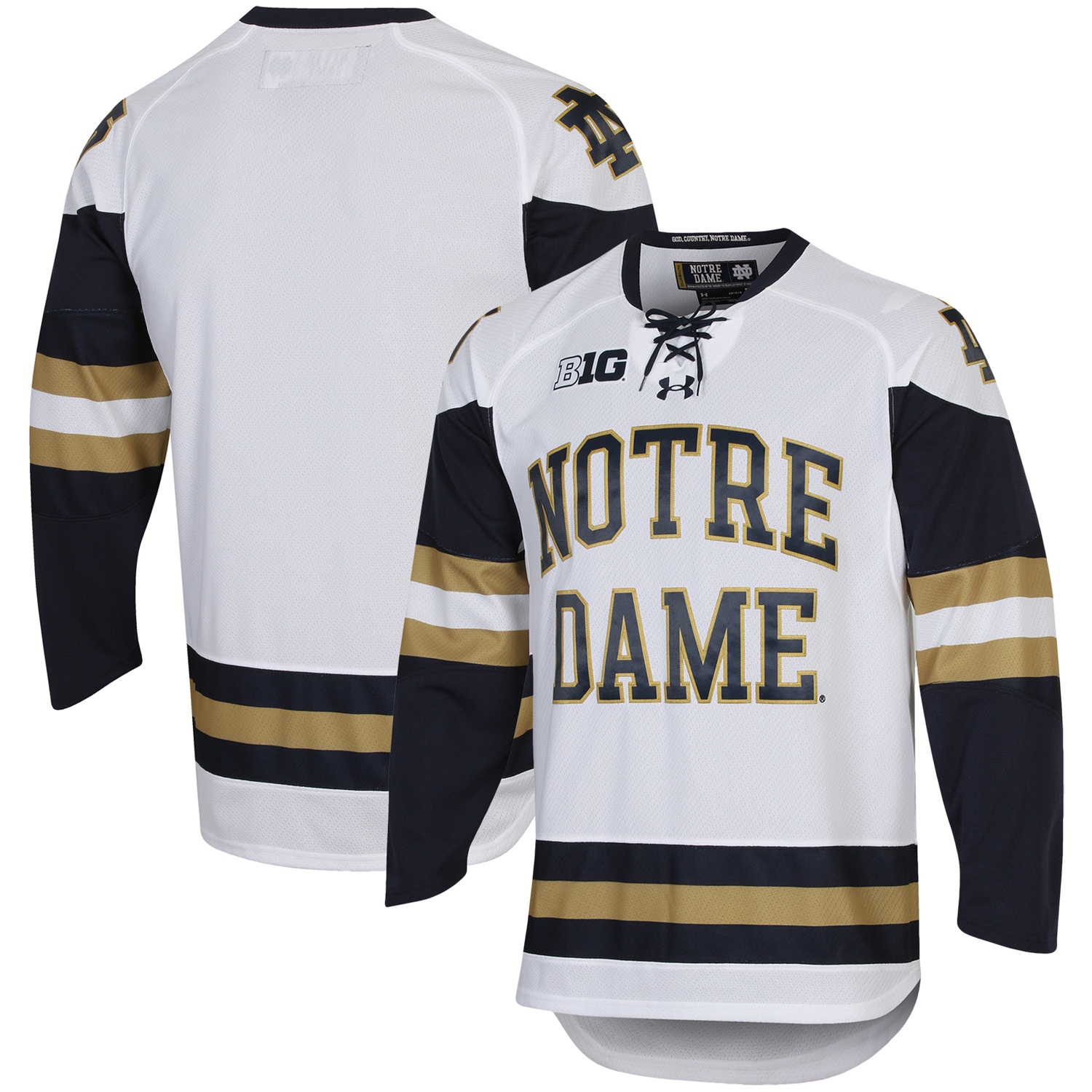 [NJP] Youth Notre Dame Fighting Irish UA Replica Hockey Jersey - White