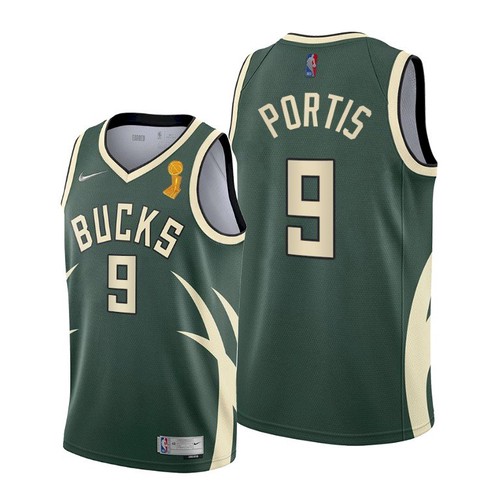 Premium MIL #9 Bobby Portis 2021 Finals NBA Swingman Jersey Green -