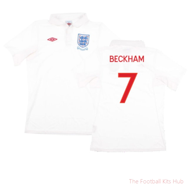 England 2009-10 Home Shirt (With South Africa Badge Detail) (XL) (Mint) (BECKHAM 7)