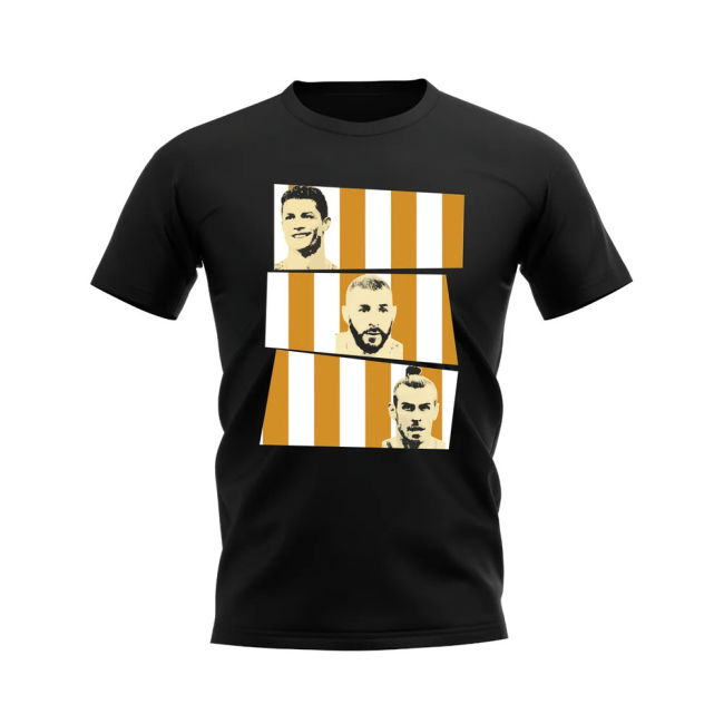 Ronaldo Benzema Bale Real Madrid Trio T-Shirt (Black) - Fan Favorit...