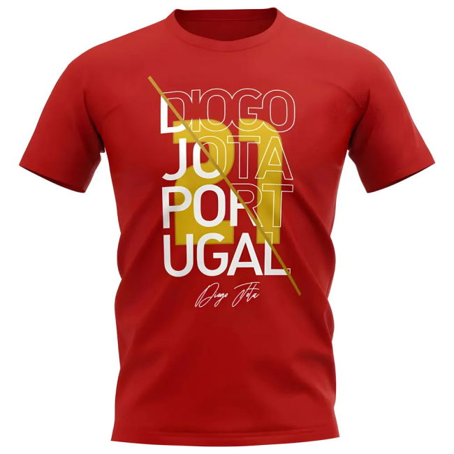 Diogo Jota Portugal Graphic Signature T-Shirt (Red) Authentic